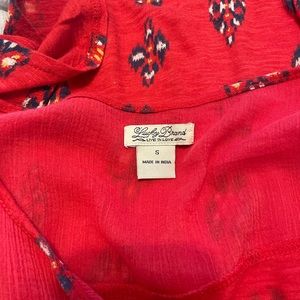 Lucky Brand red floral bohemian peasant top